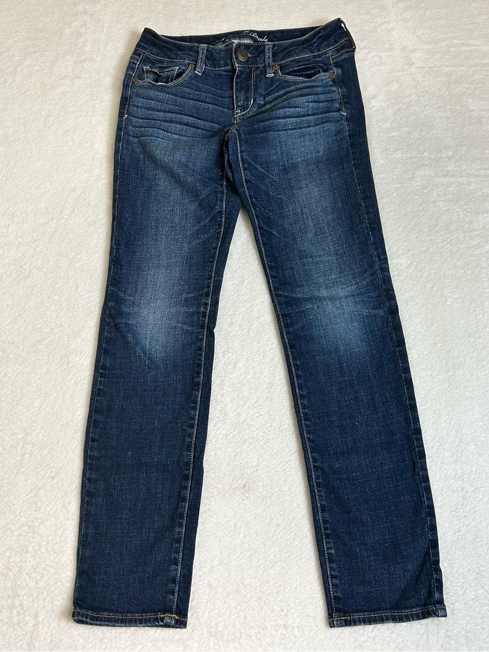 American Eagle Women's Jeans Size 4 Blue Skinny Distressed Super Stretch